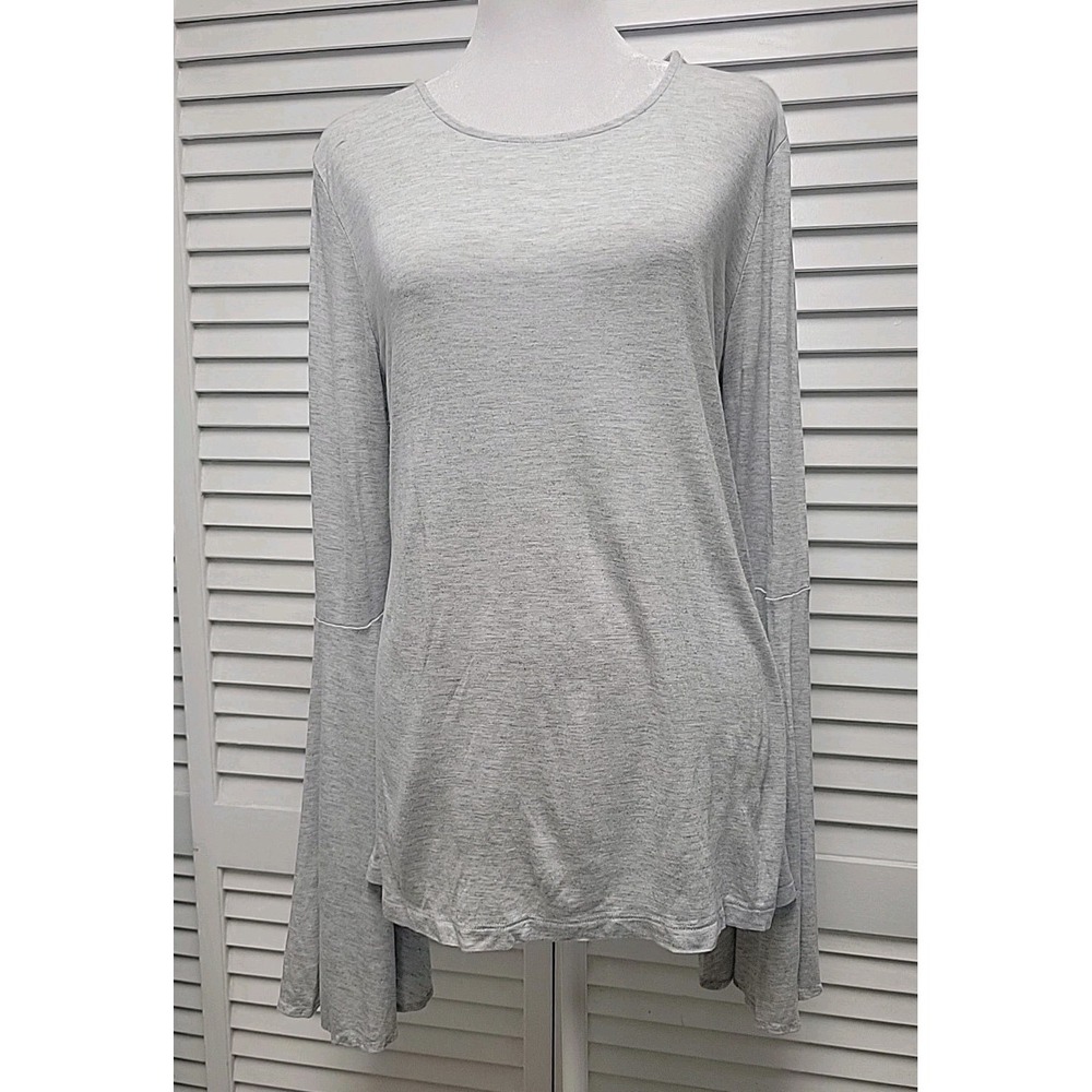 NWT Banana Republic Women's Bell Sleeve Tee Top Heathered Light Gray SZ Large
